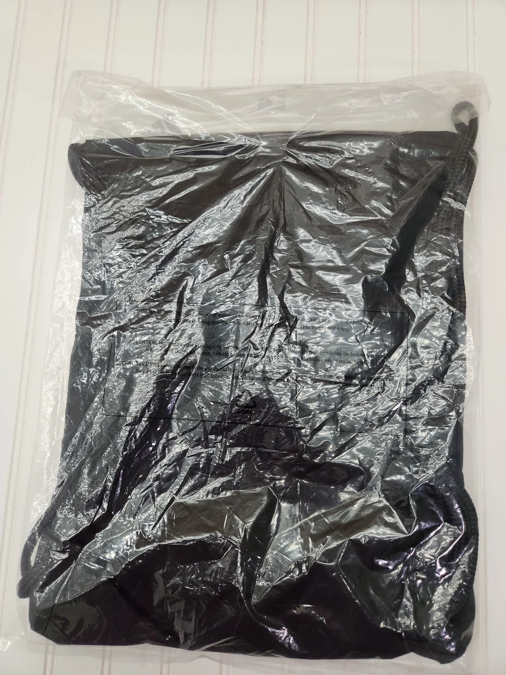 adidas Black Drawstring Duffel Bag with White Stripes